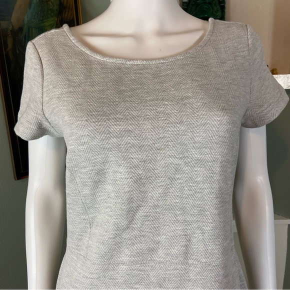 Banana Republic Heather Ponte Light Gray Mini Sheath Dress Zigzag Size 10 - Picture 6 of 11